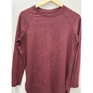 Roots Canada Burgundy Heather Raglan Long Sleeve Crew Neck Shirt Large
